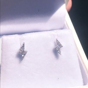 14K Gold Diamond Lightning Bolt Stud Earrings ⚡️